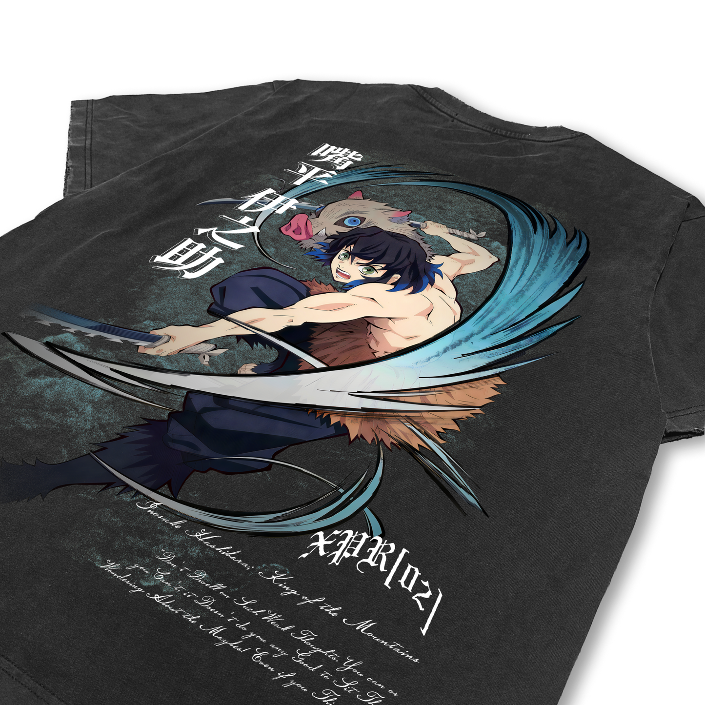 Demon Slayer "King of the Mountains" Distressed Black Tee