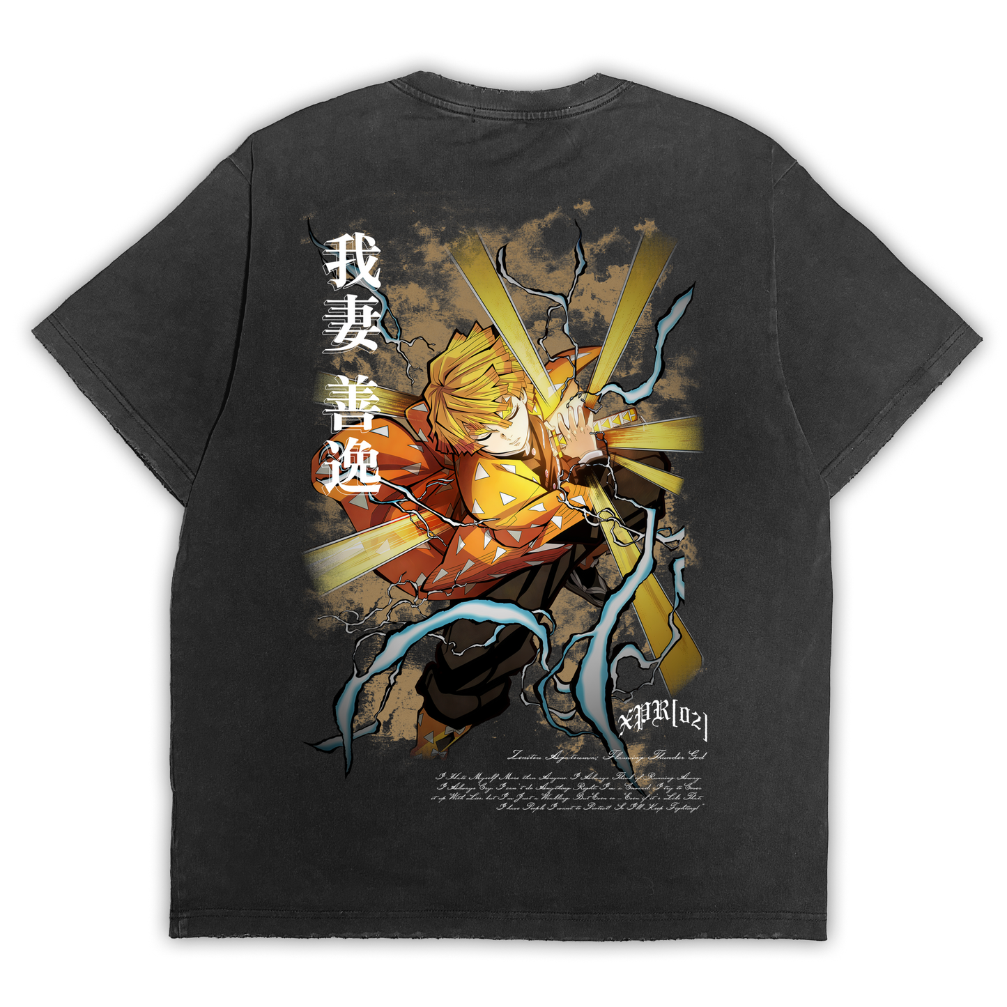 Demon Slayer "Thunder God" Distressed Black Tee