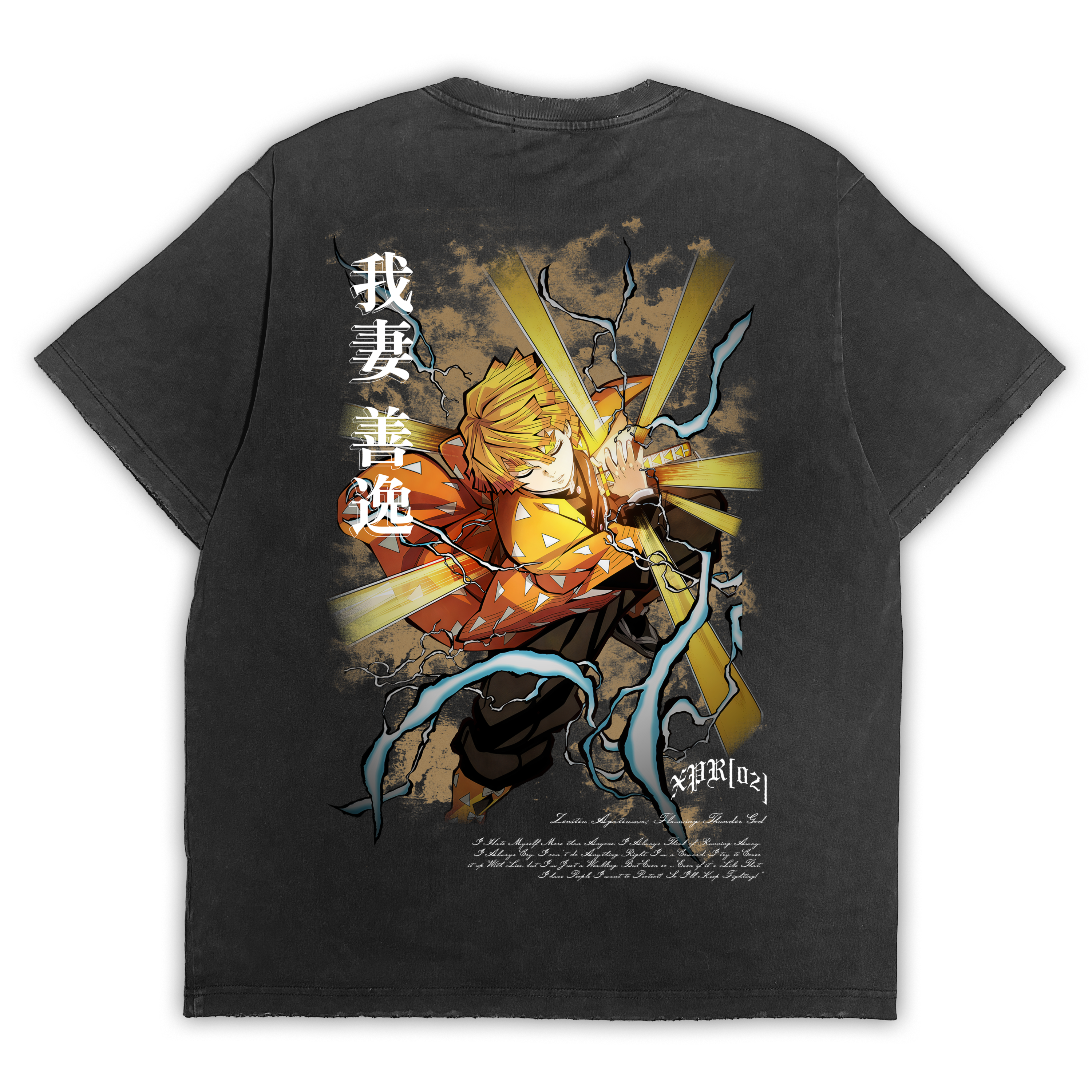 Demon Slayer "Thunder God" Distressed Black Tee