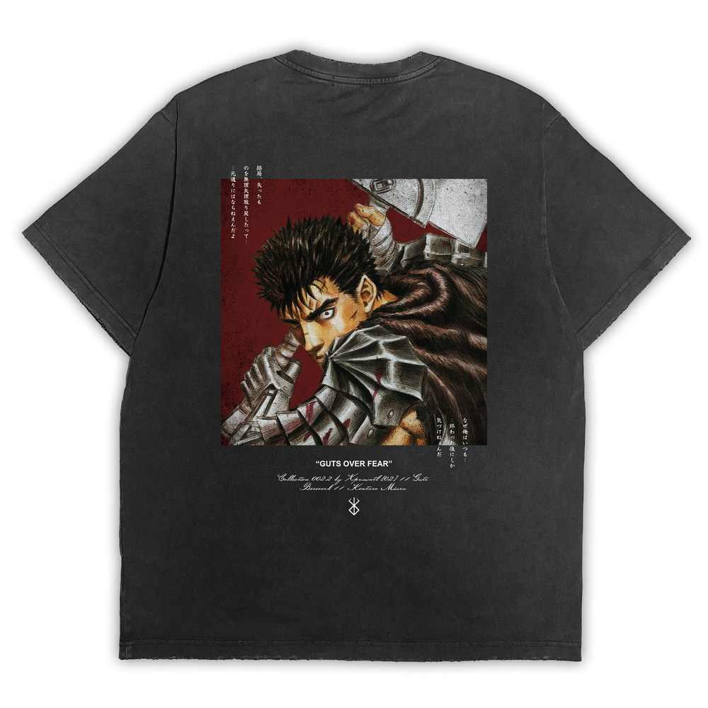 Warriors Berserk "Guts over Fear" Distressed Black Tee