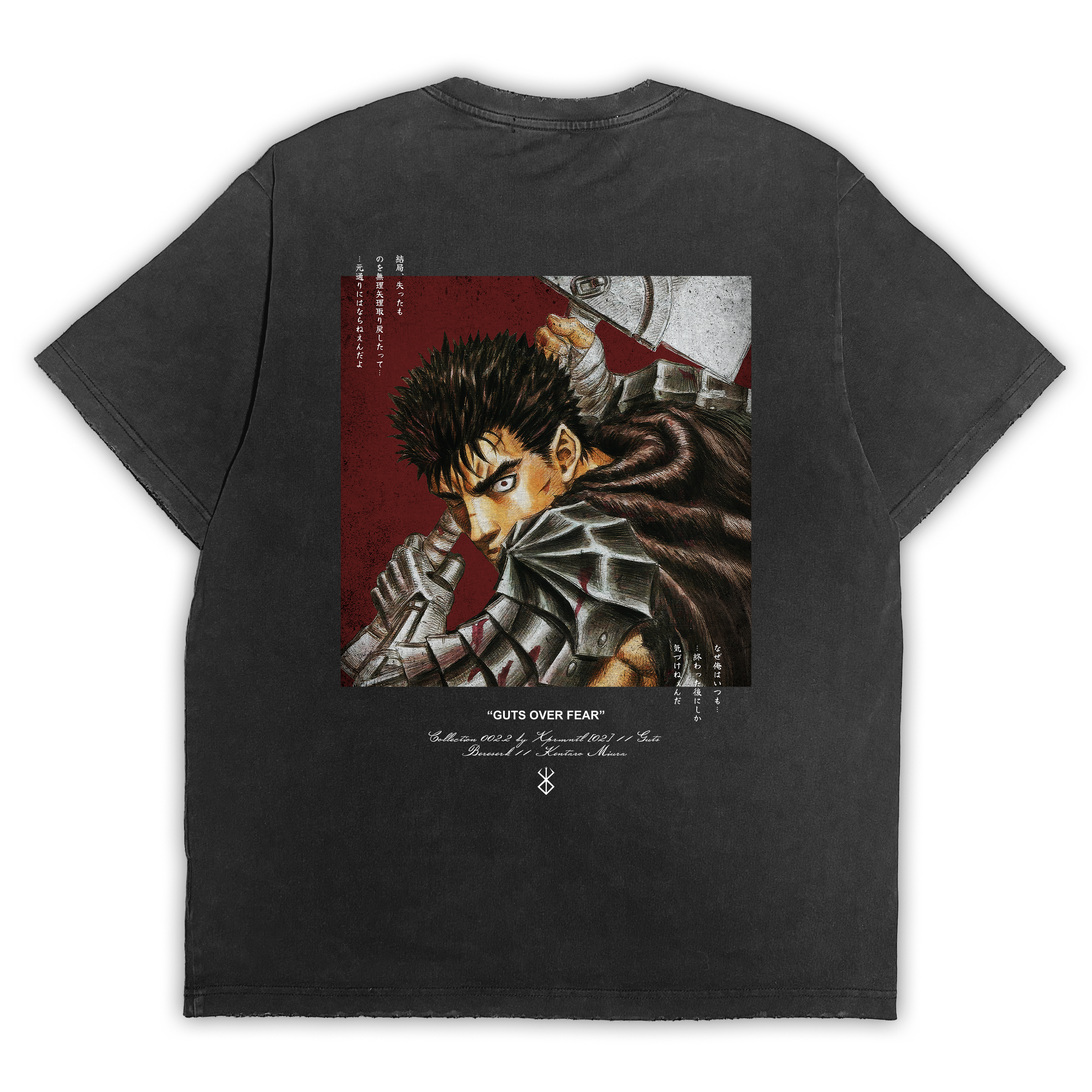Warriors Berserk "Guts over Fear" Distressed Black Tee