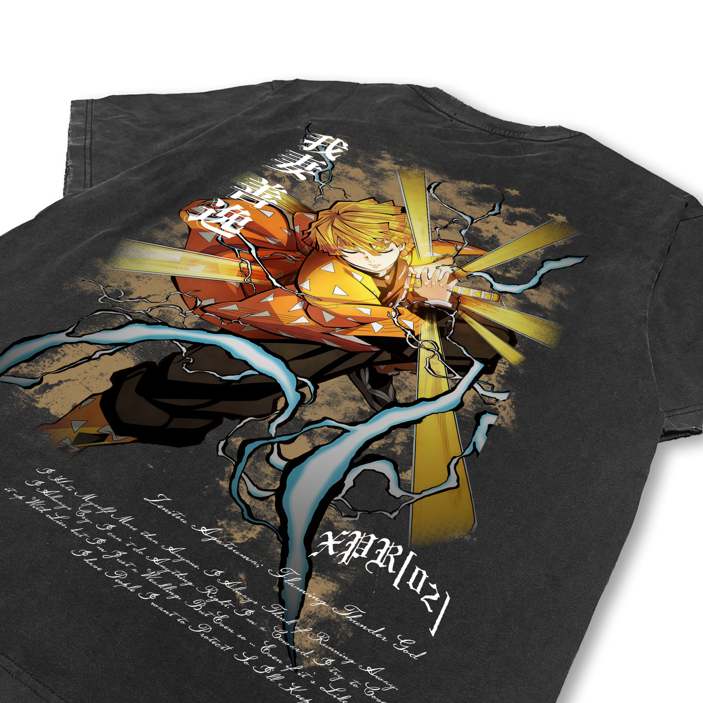 Demon Slayer "Thunder God" Distressed Black Tee