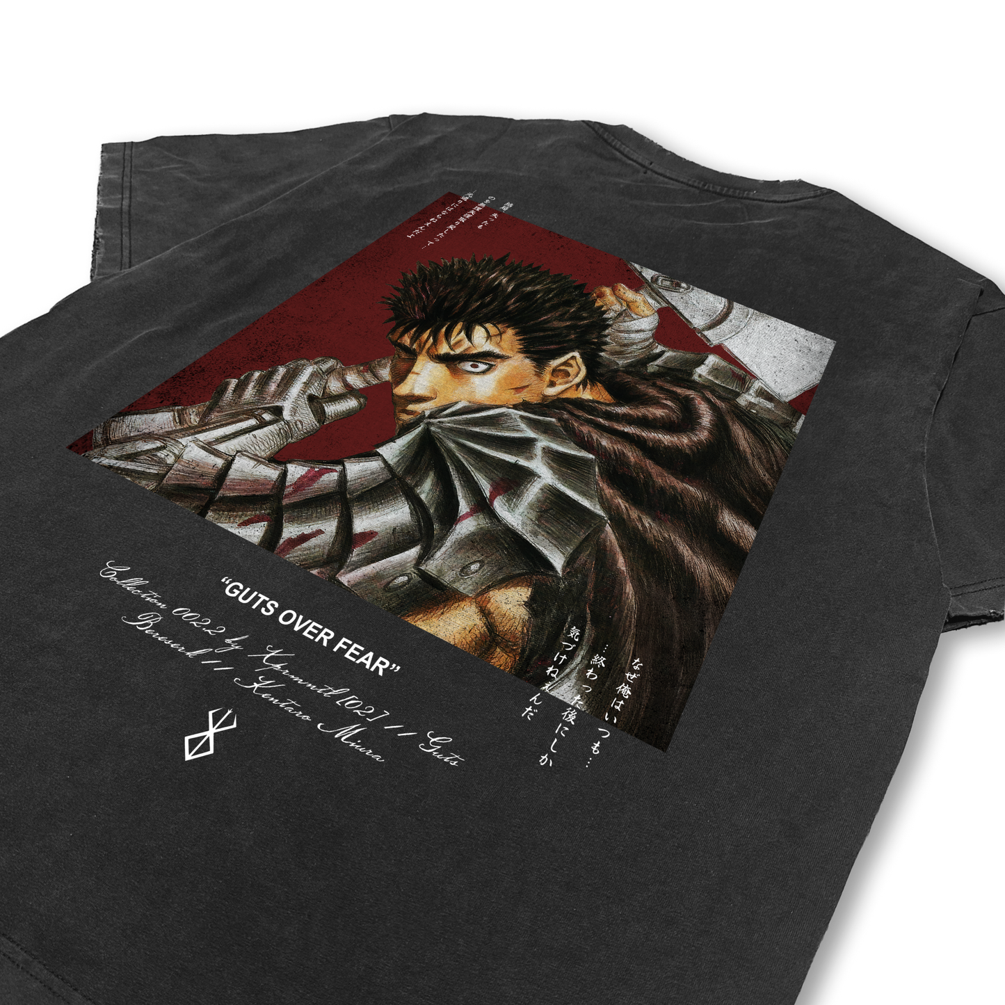 Warriors Berserk "Guts over Fear" Distressed Black Tee